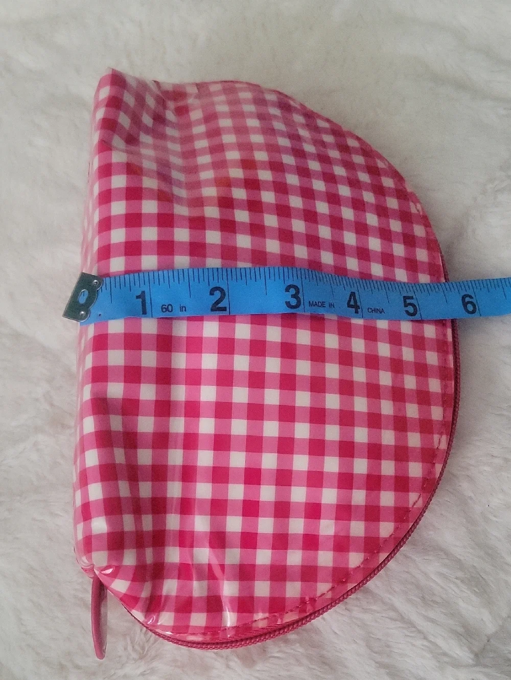 Pink Red-purple  Gingham Cosmetic Pouch Bag